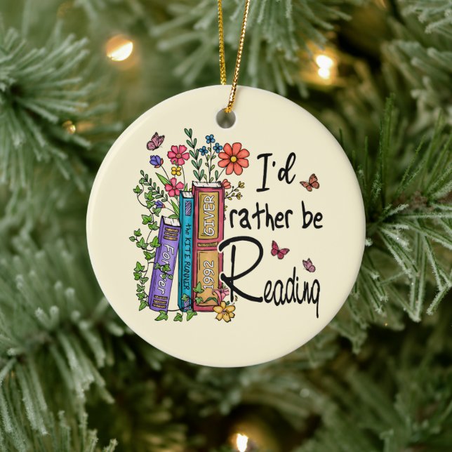 I'd Rather Be Reading Ceramic Ornament (Tree)