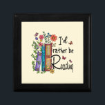 I'd Rather Be Reading Gift Box<br><div class="desc">This cute and colorful floral design features the words "I'd Rather Be Reading" with pretty colorful books surrounded by flowers. It is a perfect gift for librarian and book lover friends and family members.</div>