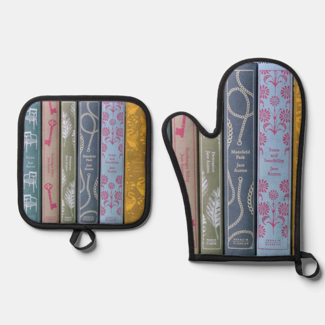 i'd rather be reading Jane Austen Oven Mitt & Pot Holder Set (Front)