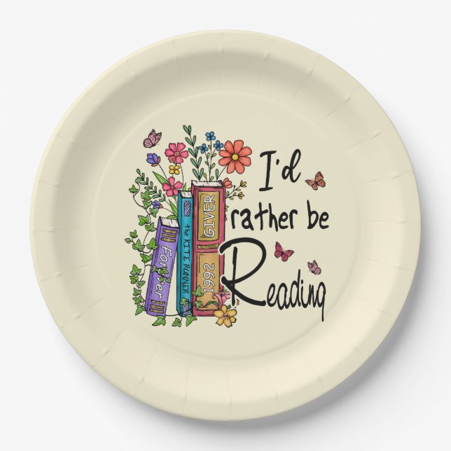 I'd Rather Be Reading Paper Plates (Front)