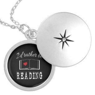 I'd rather be reading silver plated necklace