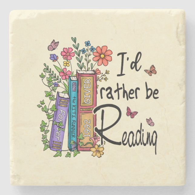I'd Rather Be Reading Stone Coaster (Front)