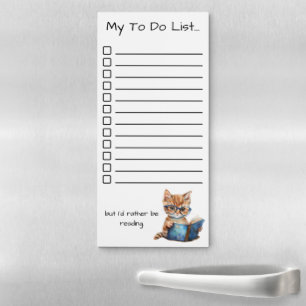 I'd Rather Be Reading To Do List with Cat Magnetic Notepad