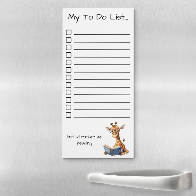 I'd Rather Be Reading To Do List with Cute Giraffe Magnetic Notepad (In Situ)