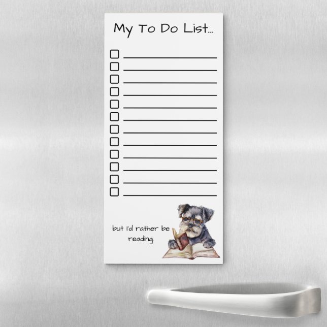 I'd Rather Be Reading To Do List with Dog Magnetic Notepad (In Situ)