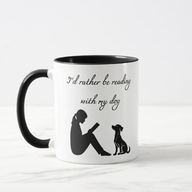 I'd rather be reading with my dog mug (Left)
