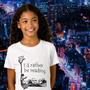 I'd Rather Be Reading with Vintage Illustration T-Shirt