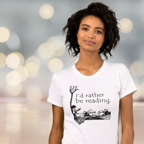 Id Rather Be Reading with Vintage Illustration T_Shirt
