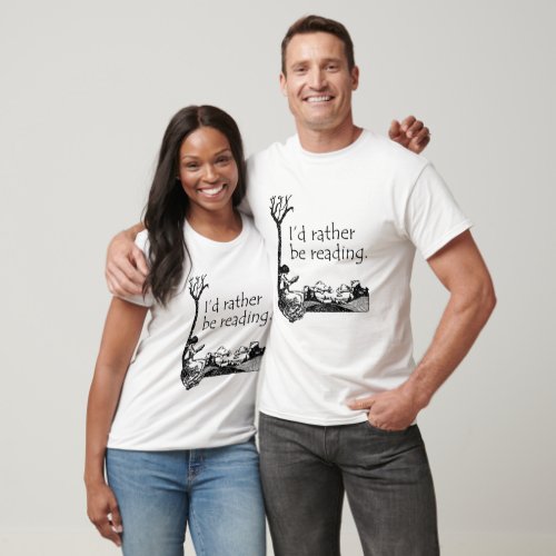 Id Rather Be Reading with Vintage Illustration T_Shirt