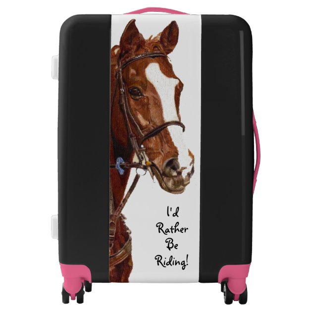 Étiquette à Valise Humoristique 'I'd Rather Be Horse Riding' – Simili Cuir, Cadeau Cavalier