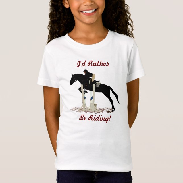 I'd Rather Be Riding! Equestrian Kids T-Shirt (Front)