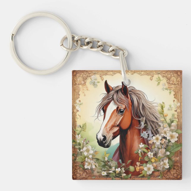 I'd Rather Be Riding Horse Keychain (Front)