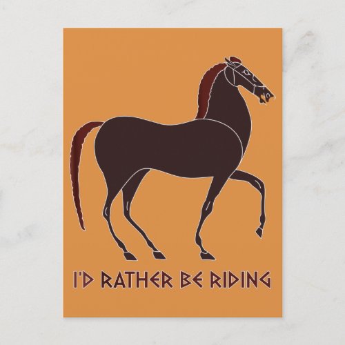 Id Rather Be Riding Horse of Ancient Greek Jar Postcard