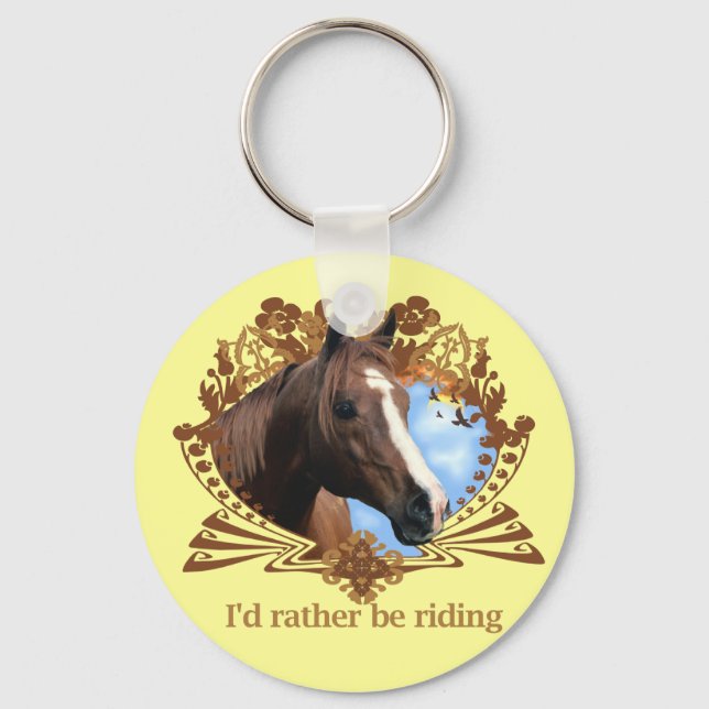 I'd Rather Be Riding Horses Keychain (Front)