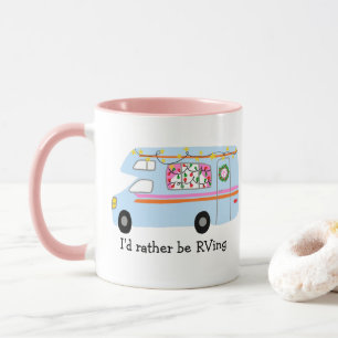 I'd rather be RVing Retro Christmas Camper CUSTOM Mug