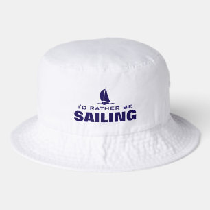 I'd rather be sailing bucket hat with boat logo