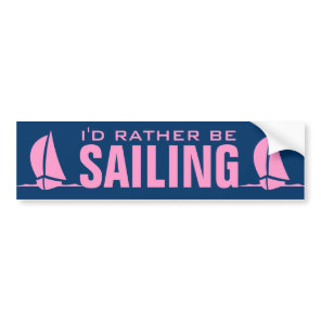 Id rather be sailing sticker | Pink sailboat