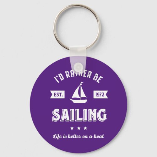 Id Rather Be Sailing Vintage Retro Sailor Keychain