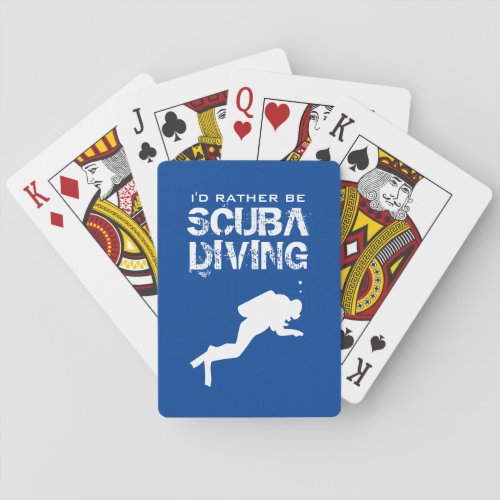 Id rather be scuba diving funny custom color playing cards