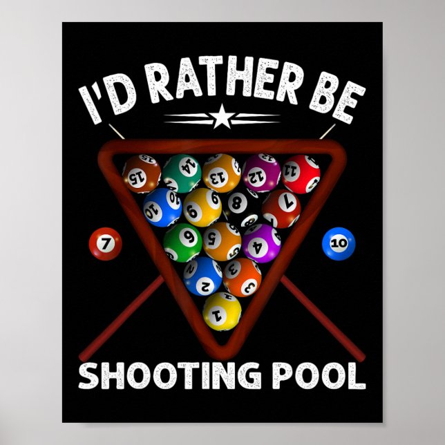Id Rather Be Shooting Pool 8 Ball Player Billiards Poster (Front)
