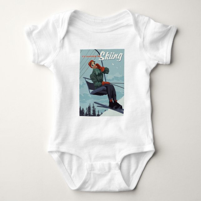I'd Rather Be Skiing Print Baby Bodysuit (Front)