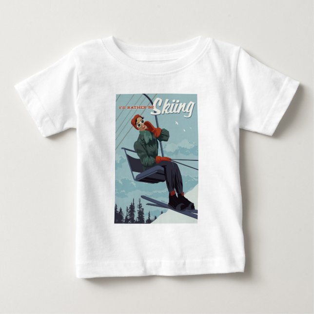 I'd Rather Be Skiing Print Baby T-Shirt (Front)
