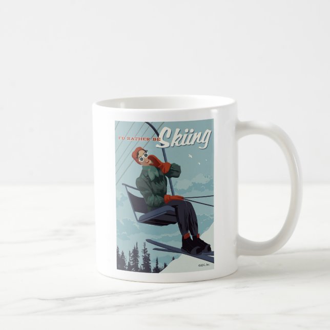 I'd Rather Be Skiing Print Coffee Mug (Right)