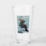 I&#39;d Rather Be Skiing Print Glass