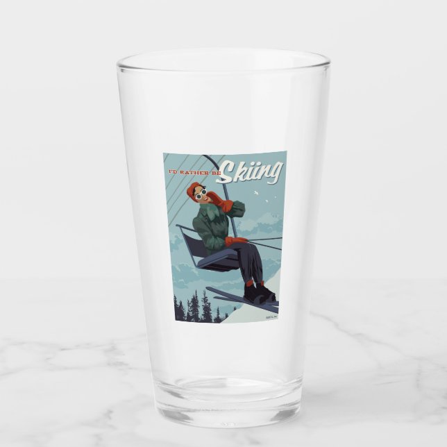 I'd Rather Be Skiing Print Glass (Front)