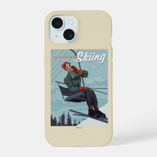 I'd Rather Be Skiing Print Iphone Case (Back)
