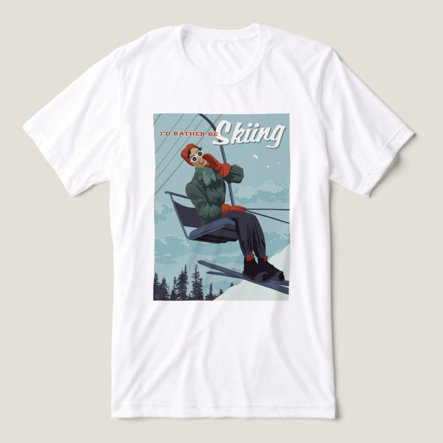 I'd Rather Be Skiing Print Tri-Blend Shirt (Design Front)