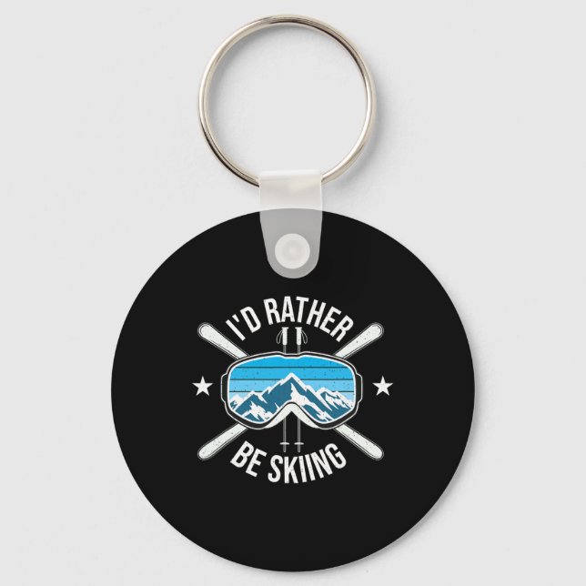 I'd Rather Be Skiing - Ski Winter Sports Freestyle Keychain (Front)
