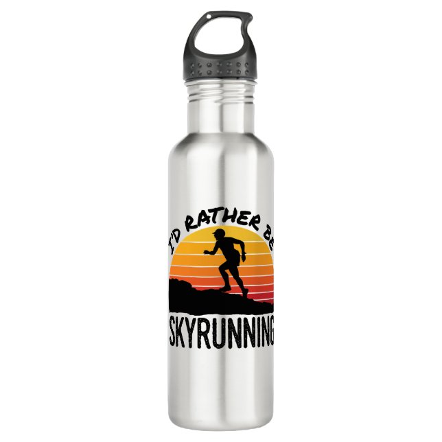 I'd Rather Be Skyrunning Trail Mountain Running Stainless Steel Water Bottle (Front)