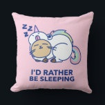 I'd Rather Be Sleeping Caticorn Throw Pillow<br><div class="desc">Do you love cats and unicorns? If yes, then this funny lazy caticorn theme apparel is great for you. Perfect present for all cat lovers, cat owners, cat moms, cat dads, unicorn lovers, and unicorn enthusiasts. Great apparel to wear on National cat day or while watching your favorite unicorn movie....</div>