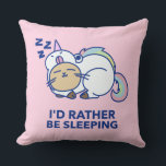 I'd Rather Be Sleeping Caticorn Throw Pillow<br><div class="desc">Do you love cats and unicorns? If yes, then this funny lazy caticorn theme apparel is great for you. Perfect present for all cat lovers, cat owners, cat moms, cat dads, unicorn lovers, and unicorn enthusiasts. Great apparel to wear on National cat day or while watching your favorite unicorn movie....</div>