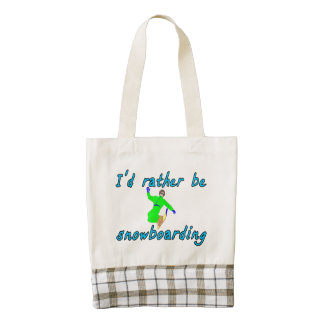 I'd rather be snowboarding zazzle HEART tote bag