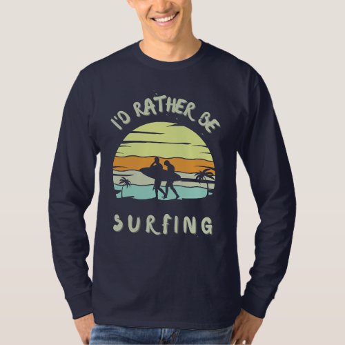 Id Rather Be Surfing Vintage Sunset Black Sweater