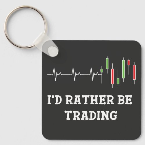 Id Rather Be Trading Candlestick Heart Beat  Keychain