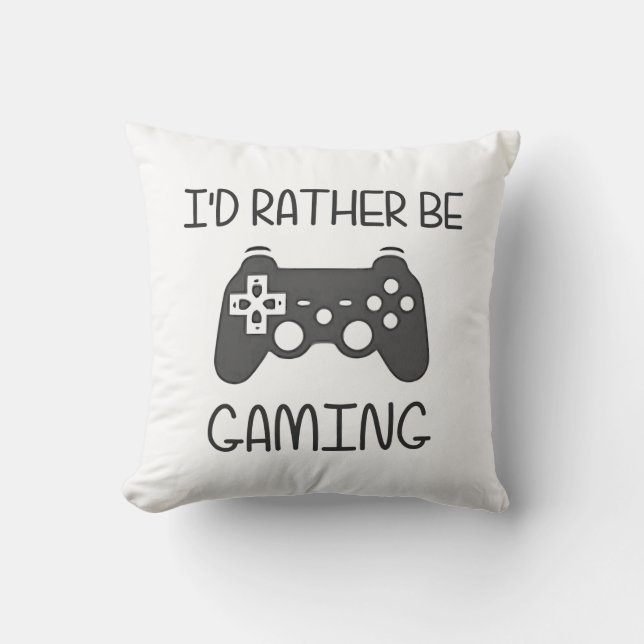 I'd Rather Be Video Gaming Throw Pillow (Front)