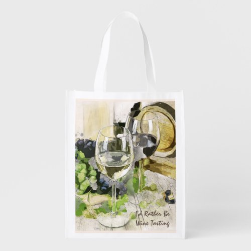 Id Rather be Wine Tasting Wine glasses Grocery Bag