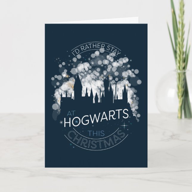I'd Rather Stay At HOGWARTS™ Magic Lights Art Holiday Card (Front)