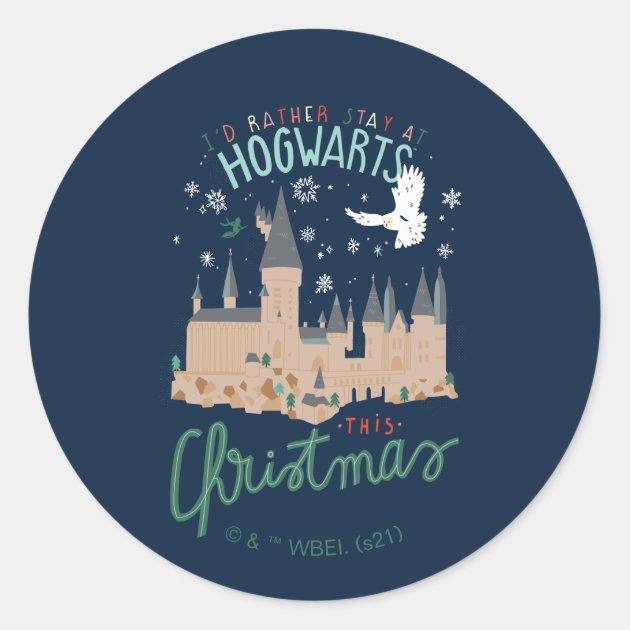 I'd Rather Stay At Hogwarts This Christmas Classic Round Sticker