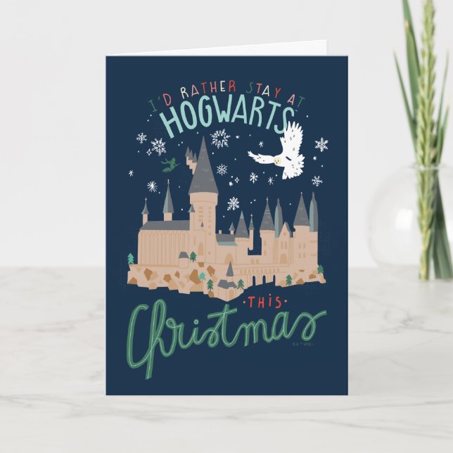 I'd Rather Stay At Hogwarts This Christmas Holiday Card (Front)