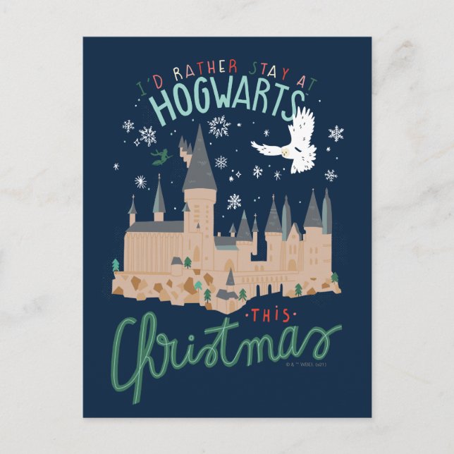 I'd Rather Stay At Hogwarts This Christmas Holiday Postcard (Front)