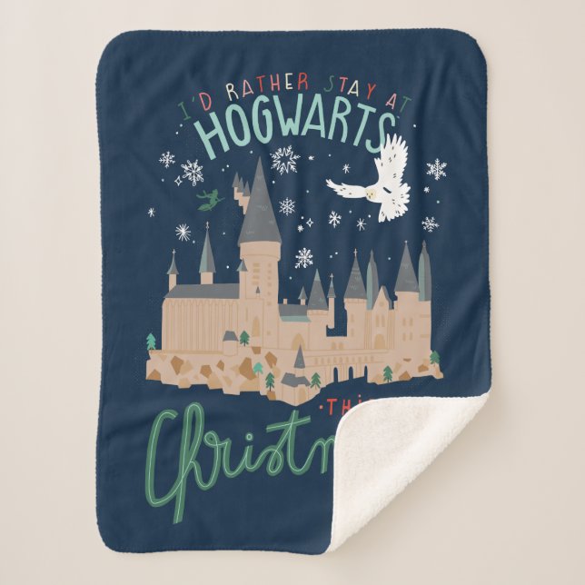 I'd Rather Stay At Hogwarts This Christmas Sherpa Blanket (Front)