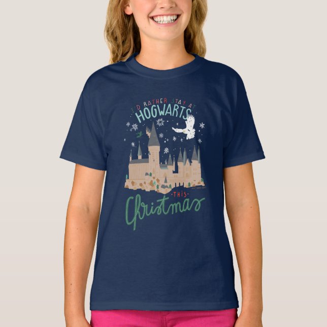 I'd Rather Stay At Hogwarts This Christmas T-Shirt (Front)