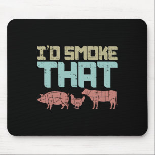 Id Smoke Pork Chicken Beef Funny Bbq Barbecue Gril Mouse Pad