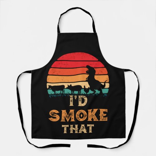 Id Smoke That BBQ Vintage Meat Smoker Grill Apron