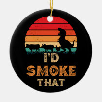 I'd Smoke That BBQ Vintage Meat Smoker Grill Ceramic Ornament