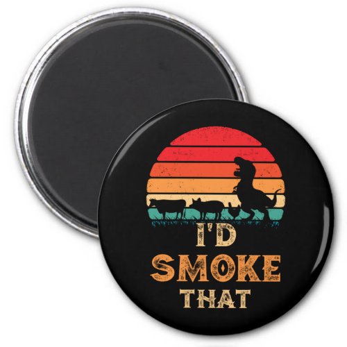 Id Smoke That BBQ Vintage Meat Smoker Grill Magnet